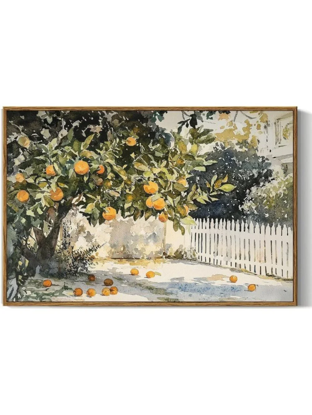 Rustic Fall Canvas Wall Art - Orange Trees Decor for Kitchen & Fireplace, 16x24